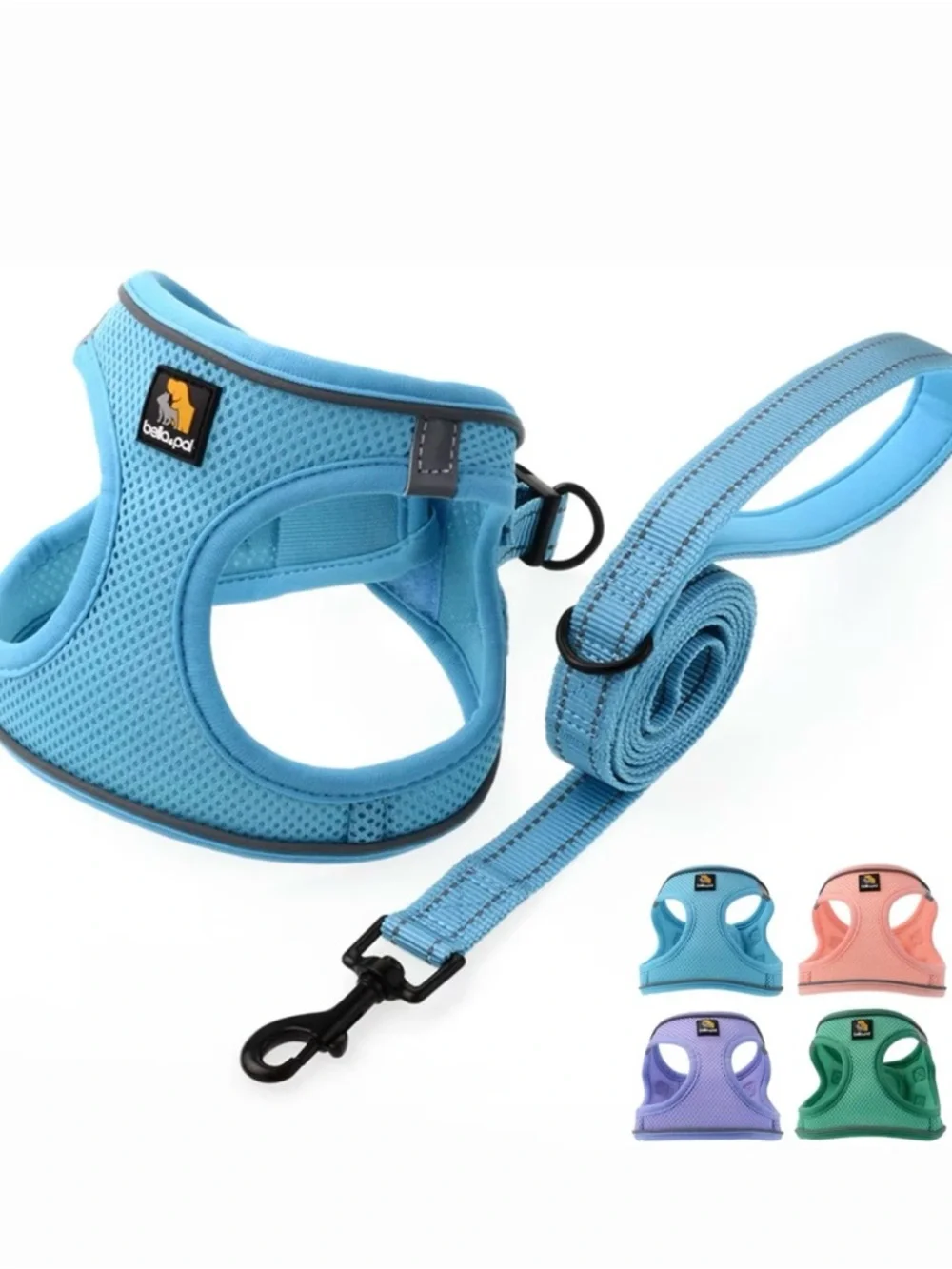 🫶🏻 Bella & Pal Oxymesh Light Blue Dog Harness and Leash Set